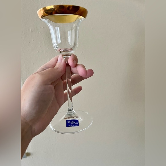 2 Studio Nova Gold Rimmed Candlestick Holders - Picture 2 of 10